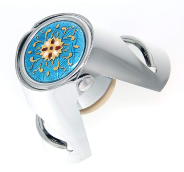 Bouchon a champagne chrome avec emaux bressans bleu turquoise