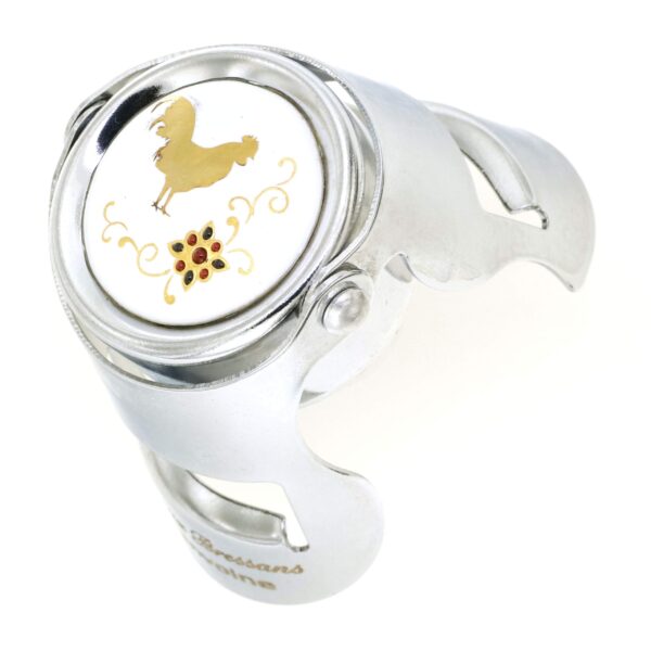 Bouchon a champagne chrome avec emaux bressans decor coq  blanc