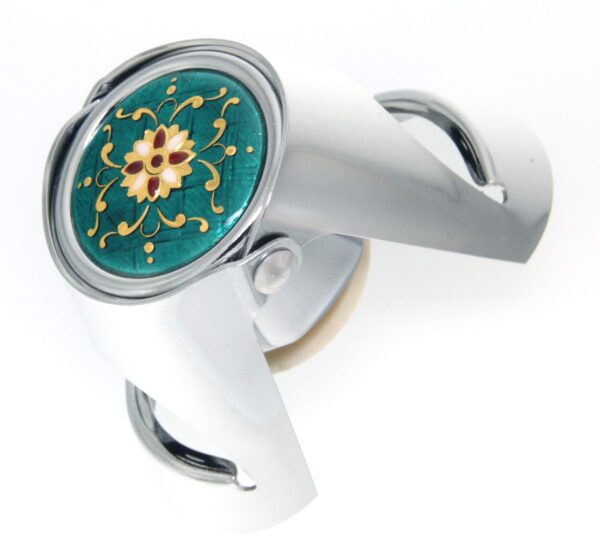 Bouchon a champagne chrome avec emaux bressans vert bleuté