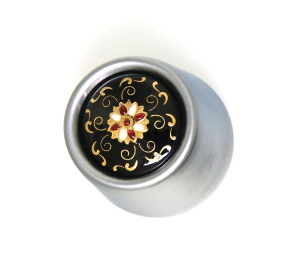 Bouchon a champagne metal gris avec emaux bressans noir