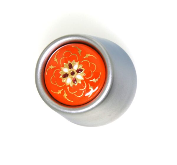 Bouchon a champagne metal gris avec emaux bressans orange