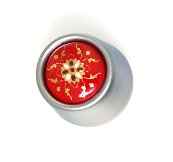 Bouchon a champagne metal gris emaux bressans rouge cerise