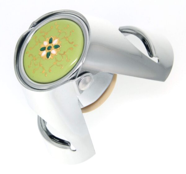 Bouchon de champagne chrome avec emaux bressans vert anis