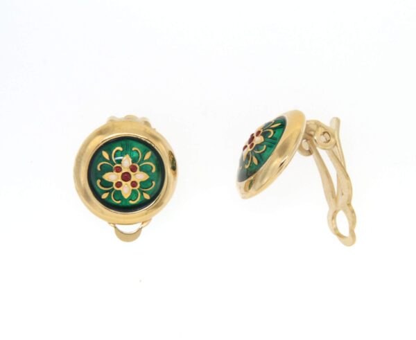 Boucles d'oreille gros rond clips vert