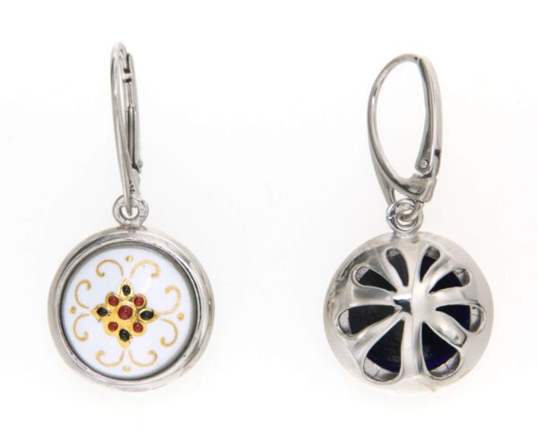 Boucles d'oreilles 1/2 grosse boule systeme dormeuse blanc