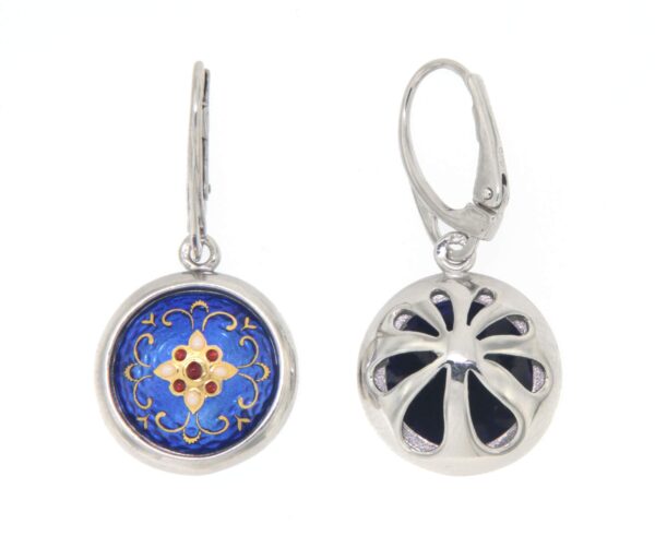 Boucles d'oreilles 1/2 grosse boule systeme dormeuse bleu de bresse