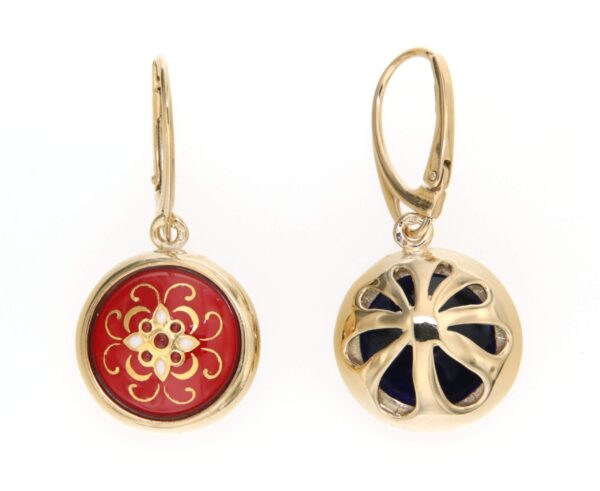 Boucles d'oreilles 1/2 grosse boule systeme dormeuse rouge cerise