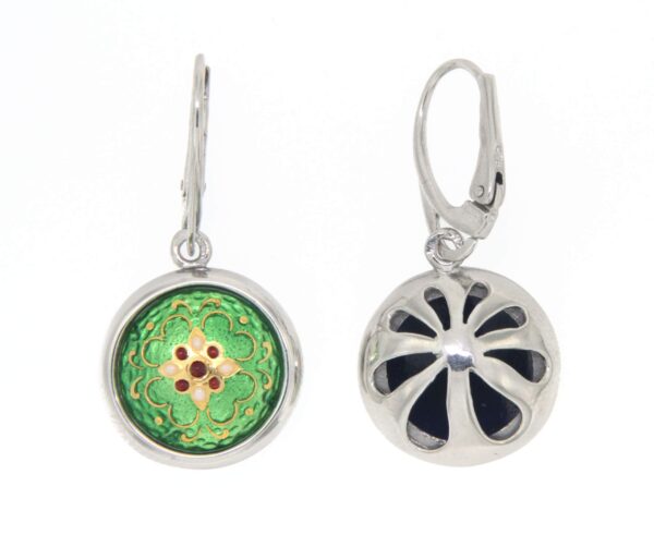 Boucles d'oreilles 1/2 grosse boule systeme dormeuse vert chartreuse