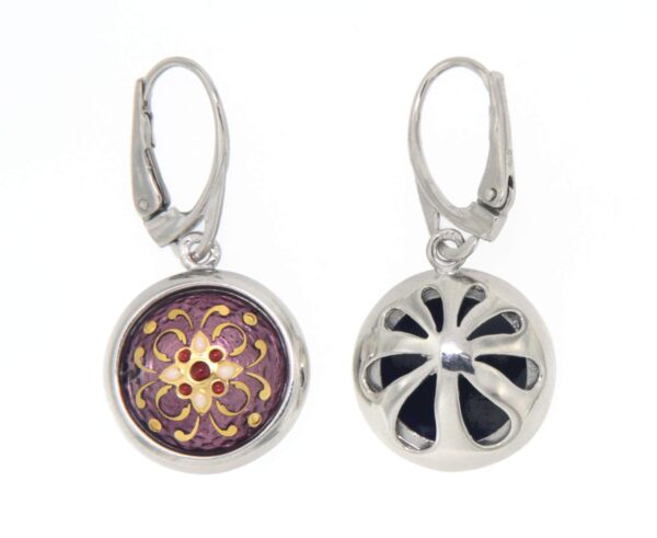 Boucles d'oreilles 1/2 grosse boule systeme dormeuse violet lilas