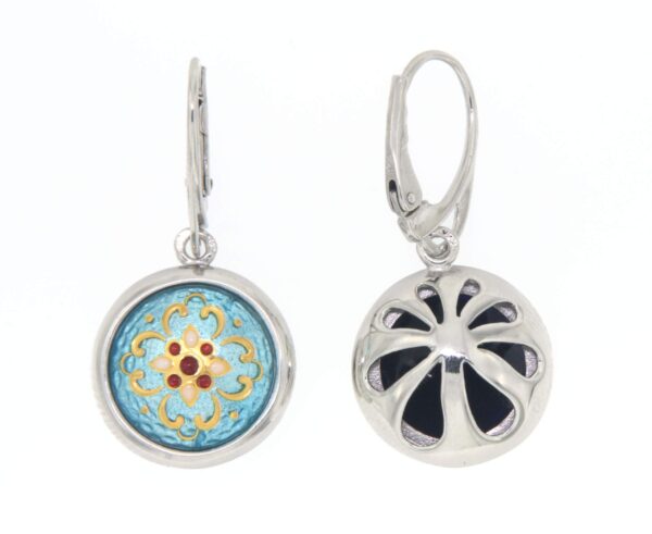 Boucles d'oreilles 1/2 grosse boules systeme dormeuse bleu ciel