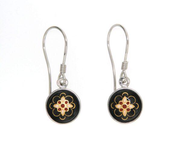 Boucles d'oreilles 1/2 pendantes systeme col de cygne noir