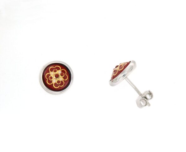 Boucles d'oreilles cloud rond moyen modele systeme papillon rouge cerise