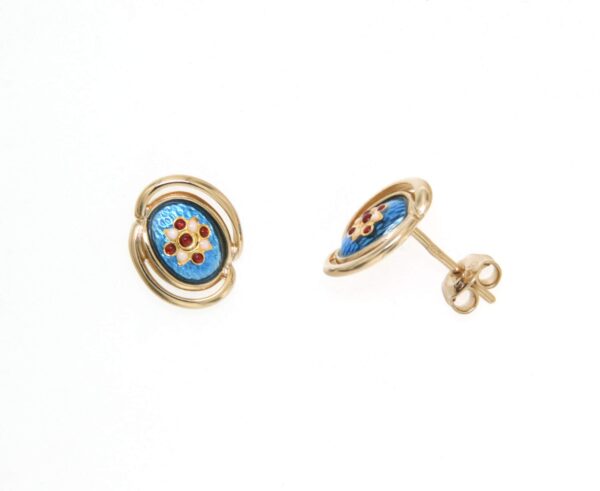 Boucles d'oreilles clous ovale systeme papillon bleu azur