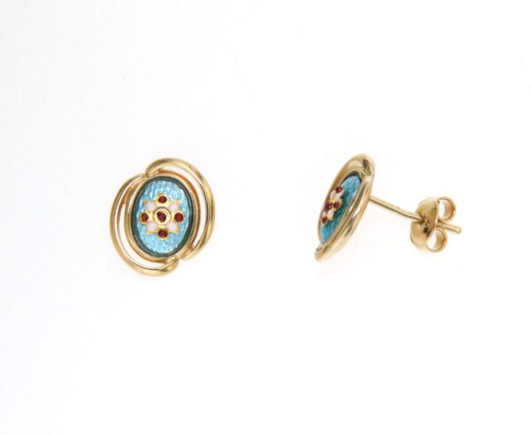 Boucles d'oreilles clous ovale systeme papillon bleu ciel