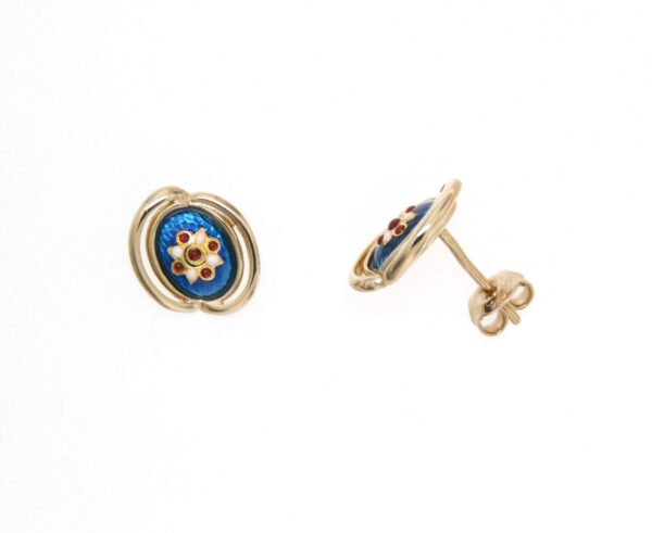 Boucles d'oreilles clous ovale systeme papillon bleu electrique