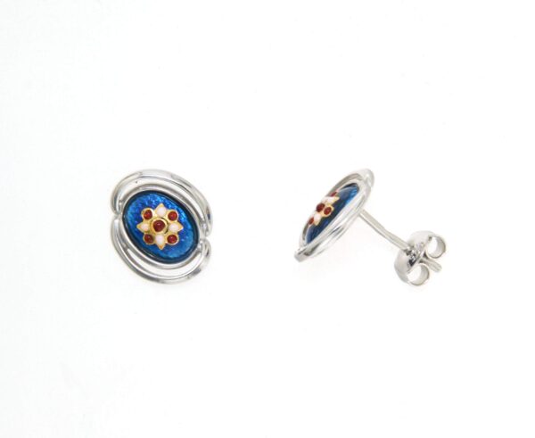 Boucles d'oreilles clous ovale systeme papillon bleu electrique