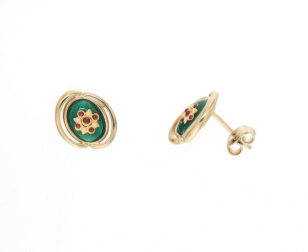 Boucles d'oreilles clous ovale systeme papillon vert