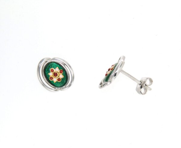 Boucles d'oreilles clous ovale systeme papillon vert