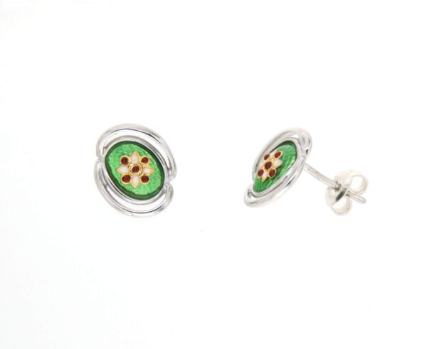 Boucles d'oreilles clous ovale systeme papillon vert chartreuse