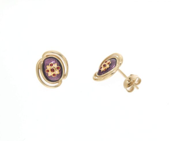 Boucles d'oreilles clous ovale systeme papillon violet lilas
