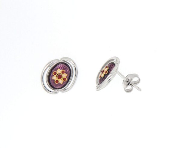 Boucles d'oreilles clous ovale systeme papillon violet lilas
