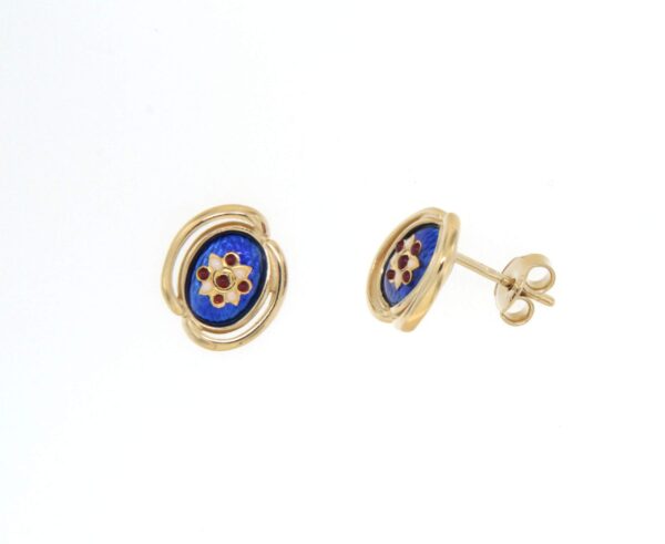 Boucles d'oreilles clous ovales systeme papillon bleu de bresse