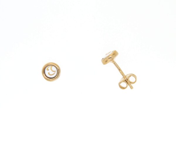 Boucles d'oreilles clous petit rond systeme papillon blanc