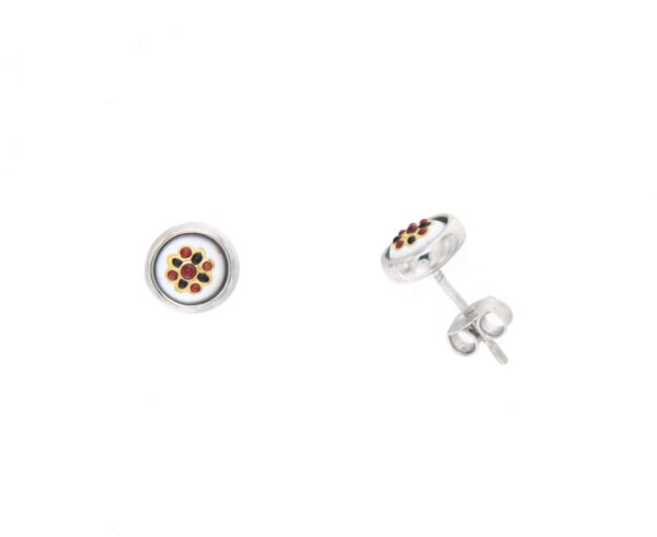 Boucles d'oreilles clous petit rond systeme papillon blanc
