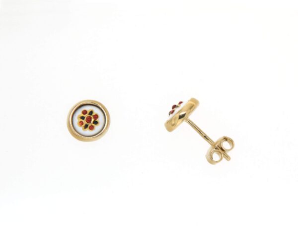 Boucles d'oreilles clous petit rond systeme papillon blanc