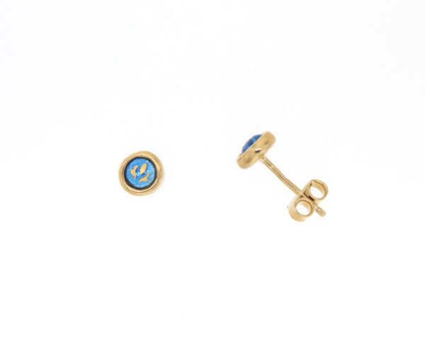 Boucles d'oreilles clous petit rond systeme papillon bleu azur