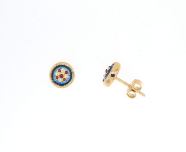Boucles d'oreilles clous petit rond systeme papillon bleu azur