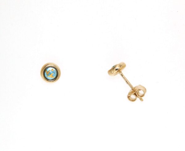 Boucles d'oreilles clous petit rond systeme papillon bleu ciel