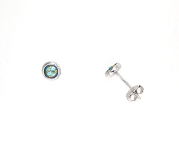 Boucles d'oreilles clous petit rond systeme papillon bleu ciel