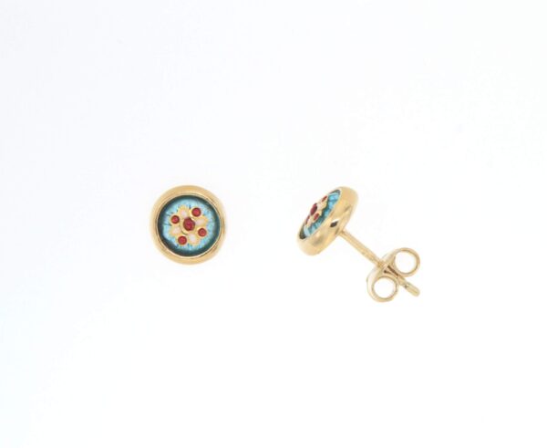 Boucles d'oreilles clous petit rond systeme papillon bleu ciel