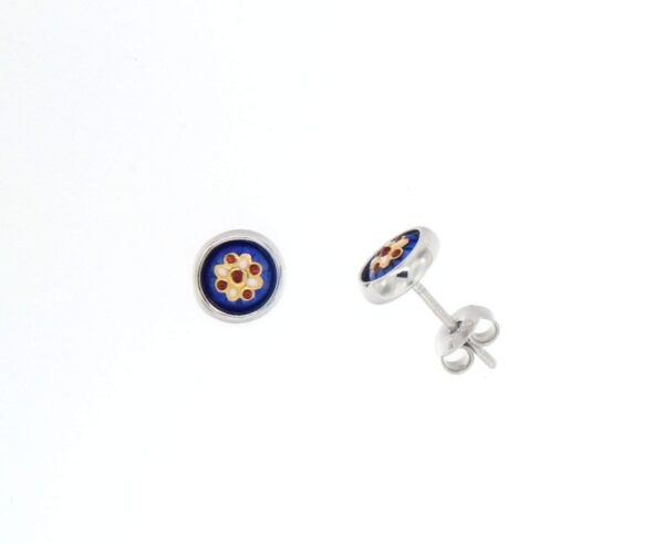 Boucles d'oreilles clous petit rond systeme papillon bleu de bresse