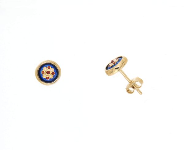 Boucles d'oreilles clous petit rond systeme papillon bleu de bresse