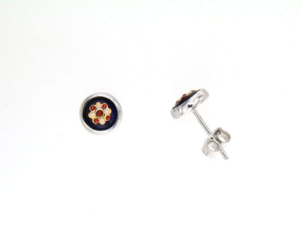 Boucles d'oreilles clous petit rond systeme papillon bleu de sèvres