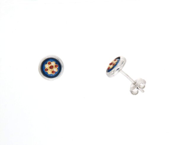 Boucles d'oreilles clous petit rond systeme papillon bleu electrique