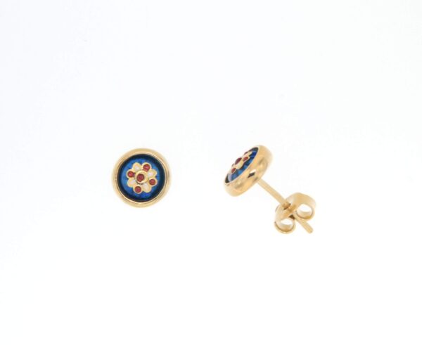 Boucles d'oreilles clous petit rond systeme papillon bleu electrique