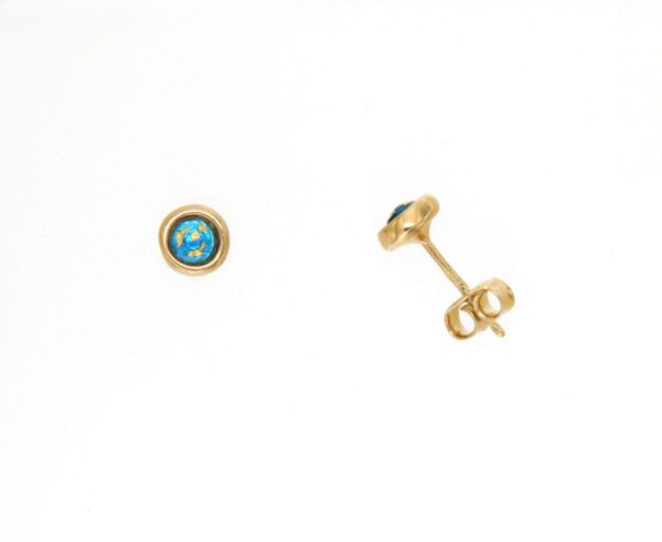 Boucles d'oreilles clous petit rond systeme papillon bleu turquoise