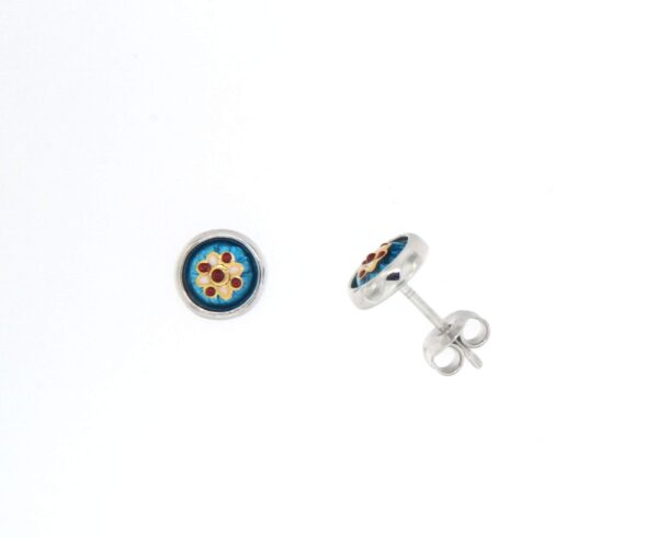 Boucles d'oreilles clous petit rond systeme papillon bleu turquoise