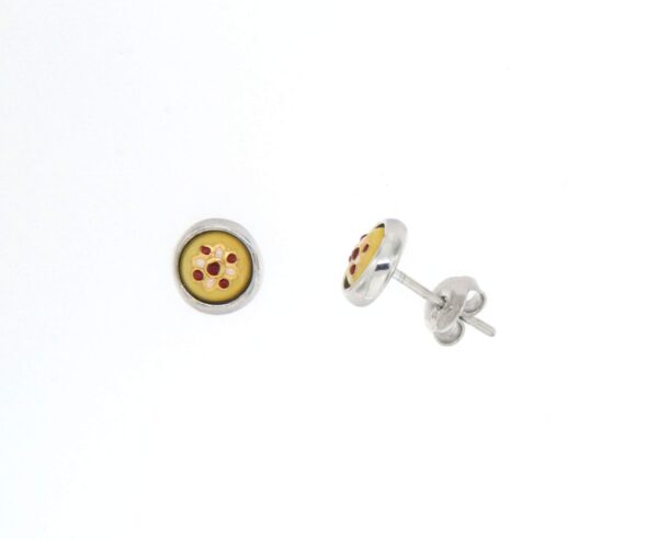 Boucles d'oreilles clous petit rond systeme papillon jaune