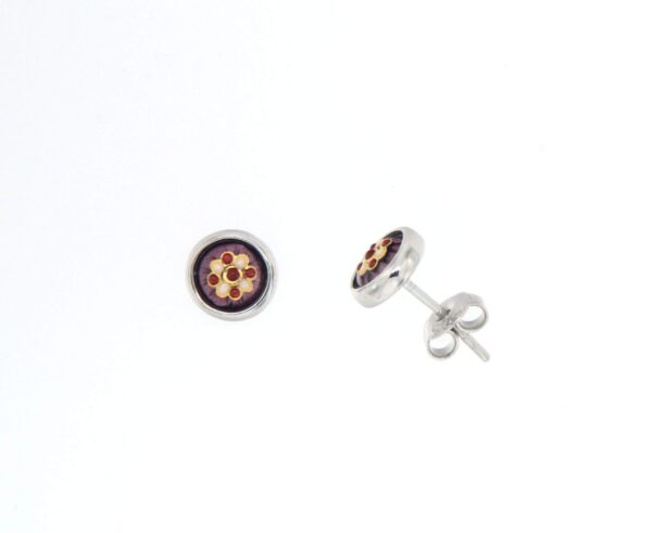 Boucles d'oreilles clous petit rond systeme papillon lilas
