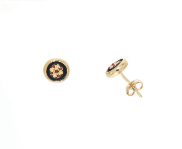 Boucles d'oreilles clous petit rond systeme papillon noir