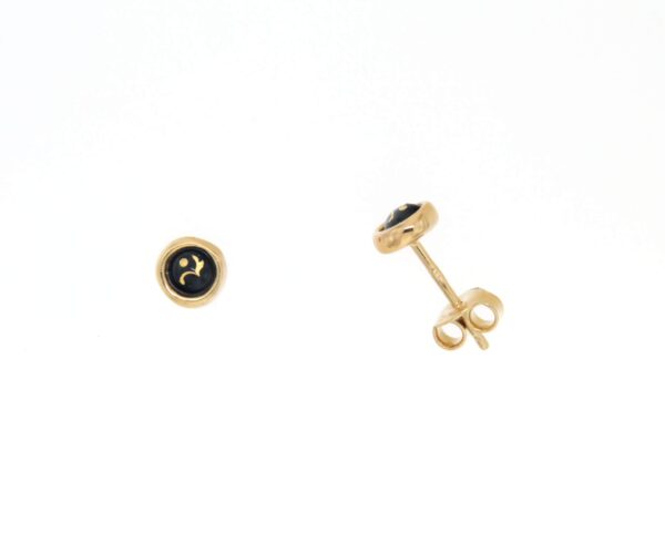 Boucles d'oreilles clous petit rond systeme papillon noir