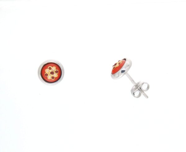 Boucles d'oreilles clous petit rond systeme papillon orange