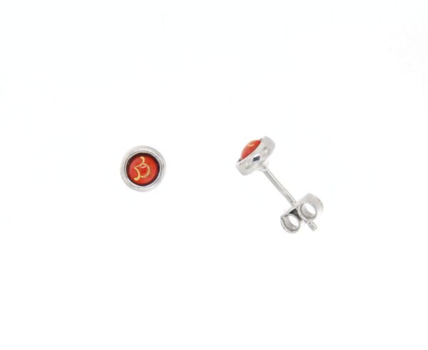 Boucles d'oreilles clous petit rond systeme papillon orange
