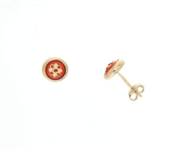 Boucles d'oreilles clous petit rond systeme papillon orange