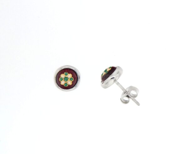 Boucles d'oreilles clous petit rond systeme papillon rouge