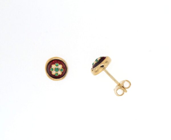 Boucles d'oreilles clous petit rond systeme papillon rouge